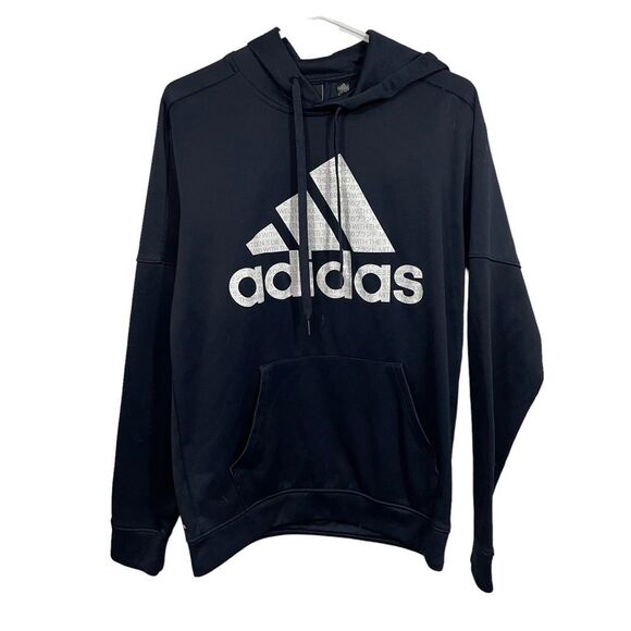 Adidas Navy Blue Graphic Athletic Hoodie Sweatshirt - Picture 1 of 4